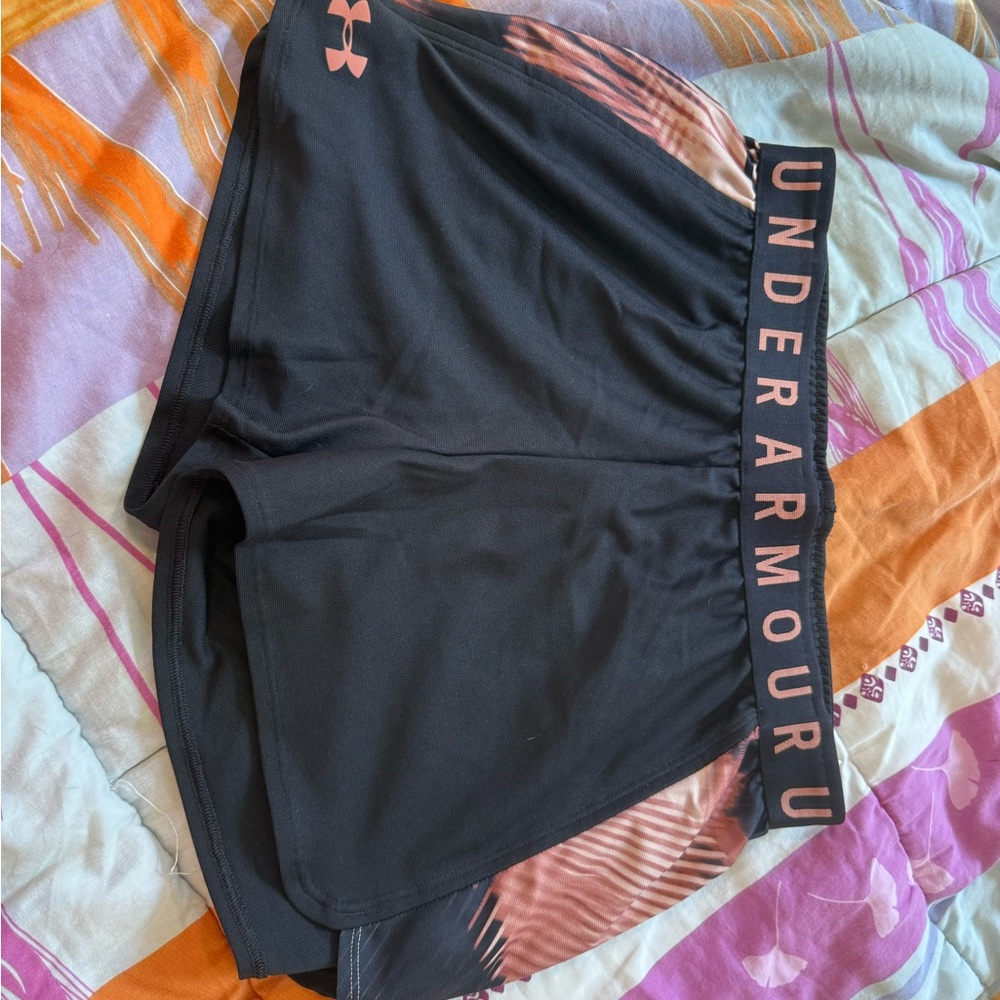 Under Armour Black and Pink Athletic Shorts Moisture-Wicking Design